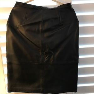 Black Leather Pencil Skirt - Size 10